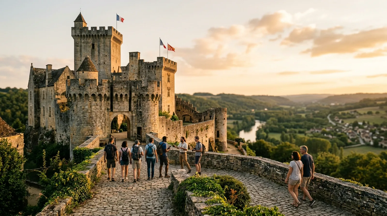 Patrimoine monumental historique de France sous un éclairage chaleureux préservé par l'association ADLF